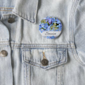 繊細なブルーラケキャップアジサイ 缶バッジ (インサイチュ)