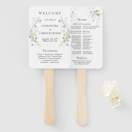 繊細なブルーワイルドフラワーリースフレームプログラム ハンドファン