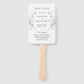 繊細なブルーワイルドフラワーリースフレームプログラム ハンドファン (正面)