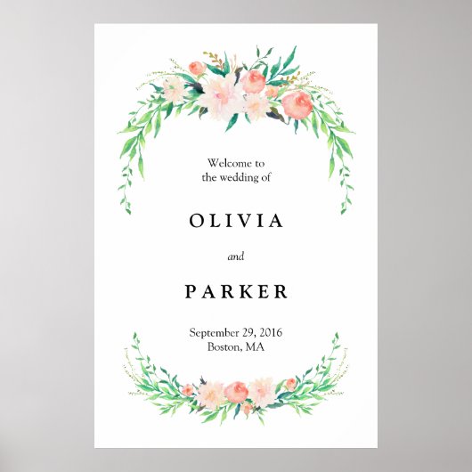 繊細なブーケ 大型 結婚式 ウェルカム サイン (正面)