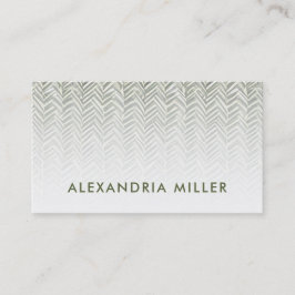 繊細なヘリンボーンオリーブグリーンと白 名刺