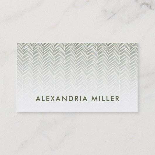 繊細なヘリンボーンオリーブグリーンと白 名刺 (正面)