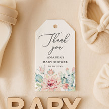 繊細なベイビーシャワー感謝メッセージ | 花のサボテン