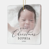 繊細なベビーの初めてのクリスマス生まれたばかりの写真 セラミックオーナメント (左)