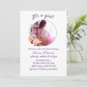 繊細なベビーシャワー招待状（写真付き） 招待状 (スタンド正面)