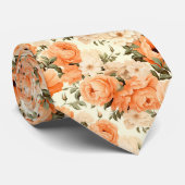 繊細なベージュの桃の花 ネクタイ (ロール)