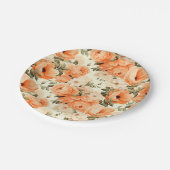 繊細なベージュの桃の花 ペーパープレート (アングル)