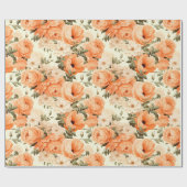 繊細なベージュの桃の花 ラッピングペーパー (フラット)