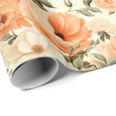 繊細なベージュの桃の花 ラッピングペーパー (ロールコーナー)