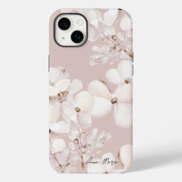 繊細なベージュ白い水の色の花モノグラム Case-Mate iPhone 14 PLUSケース