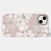 繊細なベージュ白い水の色の花モノグラム Case-Mate iPhoneケース (裏面 (横))