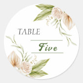 繊細なベージュ色のテーブル番号 ラウンドシール (正面)