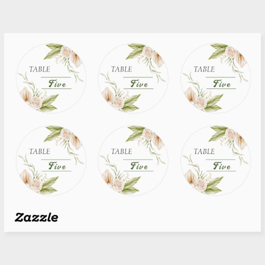 繊細なベージュ色のテーブル番号 ラウンドシール (シート)
