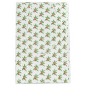 繊細なホリーベリーのクリスマス ミディアムペーパーバッグ (正面)