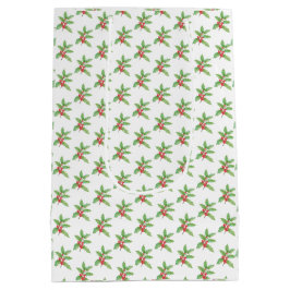 繊細なホリーベリーのクリスマス ミディアムペーパーバッグ