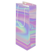 繊細なホログラフィック波を持つワイントートバッグ ワインギフトバッグ (正面アングル)