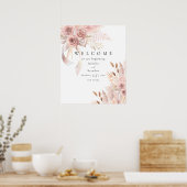 繊細なボヘミアンピンクフローラ ポスター (キッチン)