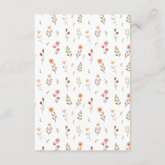 繊細なボヘミアンワイルドフラワーの花のウェディングシャワーのお礼カード サンキューカード (裏面)