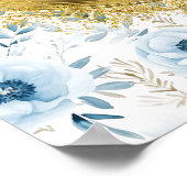 繊細なボホダスティブルー金ゴールド8x10結婚のサイン ポスター (角)