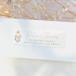 繊細なボホワイルドフラワースクリプト差出人住所 ラベル