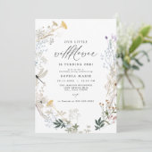 繊細なボホワイルドフラワーバタフライ1st誕生日 招待状 (スタンド正面)