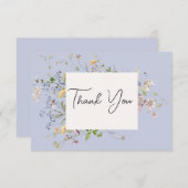 繊細なボホワイルドフラワーペリウィンクル結婚の花 サンキューカード (正面/裏面)