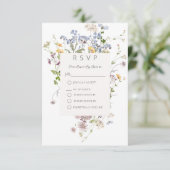 繊細なボホワイルドフラワーホワイト結婚ズ 出欠カード (スタンド正面)