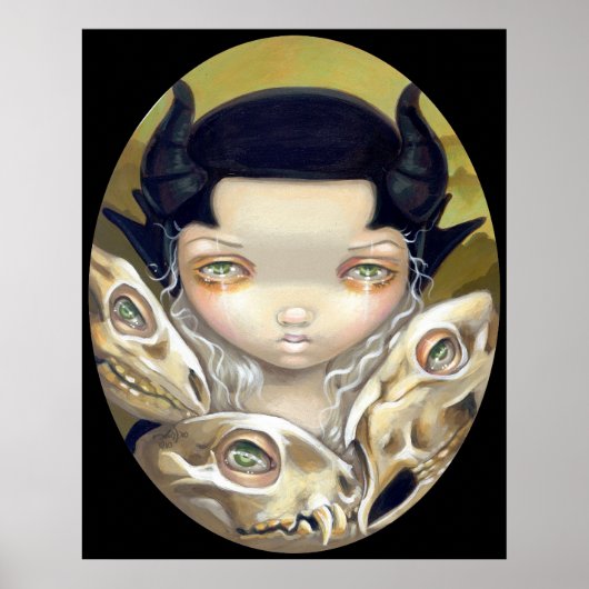 繊細なボーンゴシック中世スカルアートプリント ポスター (正面)