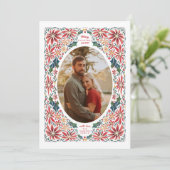 繊細なポインセチア楕円形フレームフォト シーズンカード (スタンド正面)