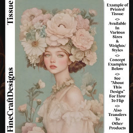 繊細なポートレート女性の花ヘッドCP2デコページ 薄葉紙