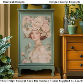 繊細なポートレート女性の花ヘッドCP2デコページ 薄葉紙