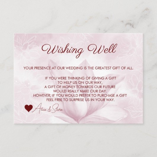 繊細なマグノリアの花、願い事の井戸 エンクロージャーカード (正面)