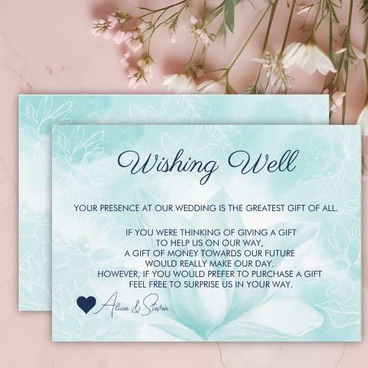 繊細なマグノリアの花、願い事の泉 エンクロージャーカード