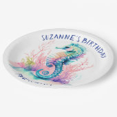 繊細なマリンシーパーソナライズされたホース ペーパープレート (アングル)