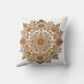 繊細なマンダラ 花模様 ブラウン系 アート クッション (裏面)