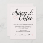 繊細なミニマリストのカリグラフィー結婚式招待状 招待状 (正面/裏面)