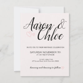 繊細なミニマリストのカリグラフィー結婚式招待状 招待状