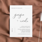 繊細なミニマリストのスクリプト黒と白結婚の 招待状