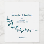 繊細なミニマリストファーン結婚ブランチのワインラベル ワインラベル (シングルラベル)