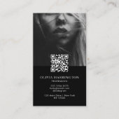 繊細なミニマルブラックフォトQRコードロゴ 名刺 (正面)