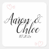 繊細なミニマル書道結婚式招待状 スクエアシール (正面)