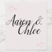 繊細なミニマル結婚主義の書道の赤 ワインラベル (シングルラベル)