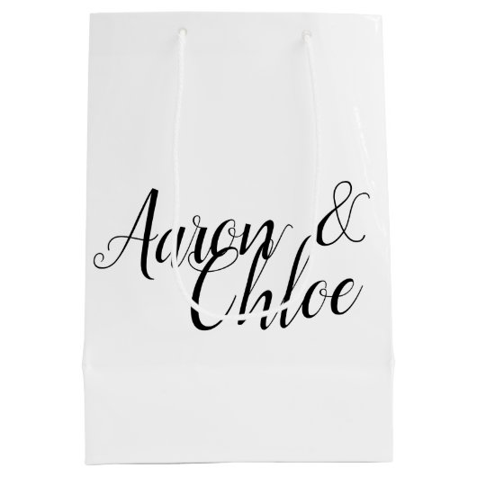 繊細なミニマル結婚主義書道 ミディアムペーパーバッグ (裏面)