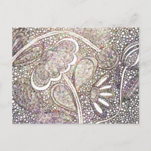 繊細なモザイクの花柄デザイン ポストカード (正面)
