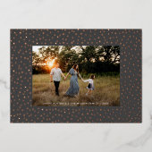 繊細なモダン幾何学模様フォトグレーバラ金ゴールド 箔シーズンカード (正面)