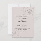 繊細なモダン赤面ピンクフローラ結婚ズ 招待状 (正面)