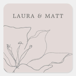 繊細なモダン赤面ピンクフローラ スクエアシール