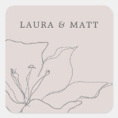 繊細なモダン赤面ピンクフローラ スクエアシール (正面)