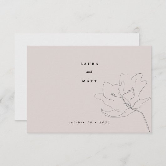 繊細なモダン赤面ピンクフローラ 出欠カード (正面/裏面)