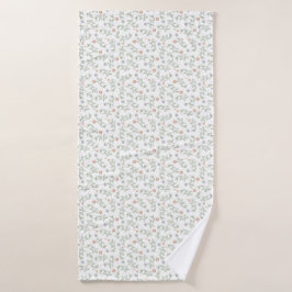 繊細なモダン コテージ ボタニカル プリント バスタオル